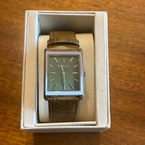 Breda Virgil Croc Embossed Brown Tan
Leather Band Watch Green Face Unisex NIB